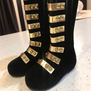 Girls Joyfolie Sloan black and gold boots size 5